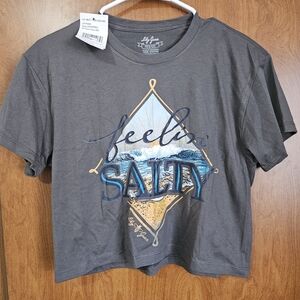 Lily Grace Charcoal Graphic Crop Top